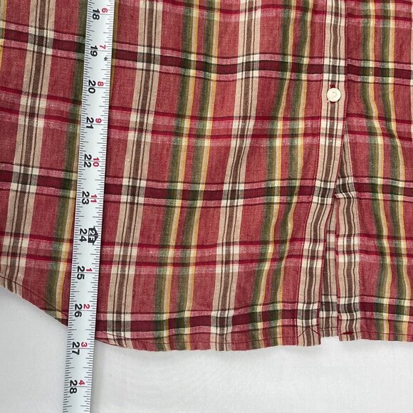 Ralph Lauren Linen Plaid Button Up Shirt Long Sleeve‎ Multicolor Women L - Picture 8 of 10